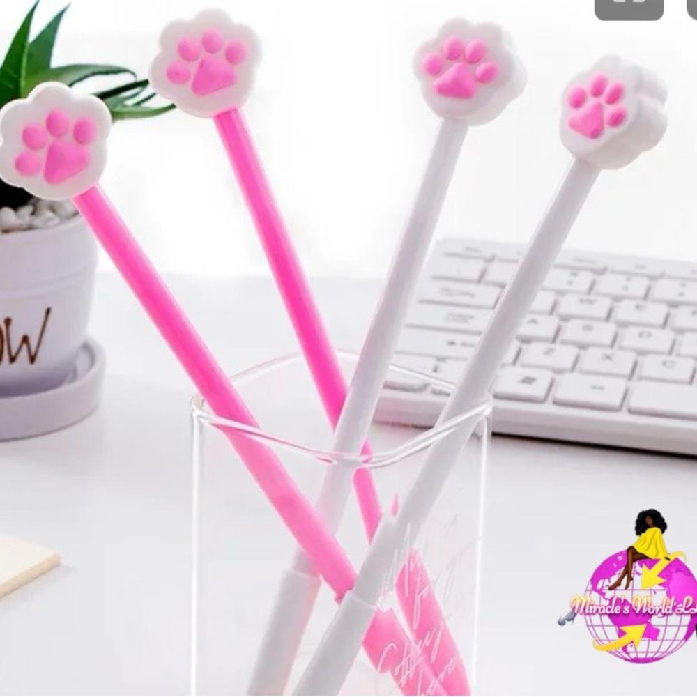 Cute Paw Print Gel Pens - Pink & White ( 1 )